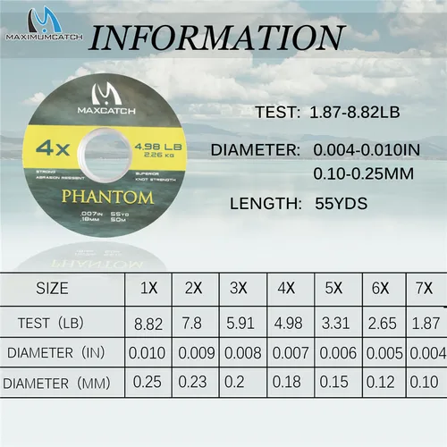 Imagen 2 del producto Línea Tippet de captura máxima (2x,3x,4x,5x,6x,7x) Línea Tippet de pesca con mosca transparente con soporte Tippet y carrete tierno
