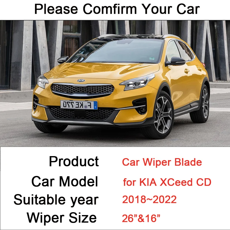 Car Front Windshield Wiper Blades for KIA XCeed CD 2018 2019 2020 2021 2022 Frameless Durable Rubber Snow Scraping Accessories