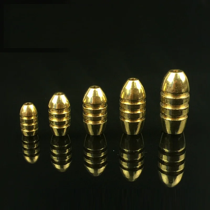 5pcs/lot thread Copper Lead Sinker pendant Weights 1.8/3.5/5/7/10g Sharped Bullet fishing hooks soft bait accessory