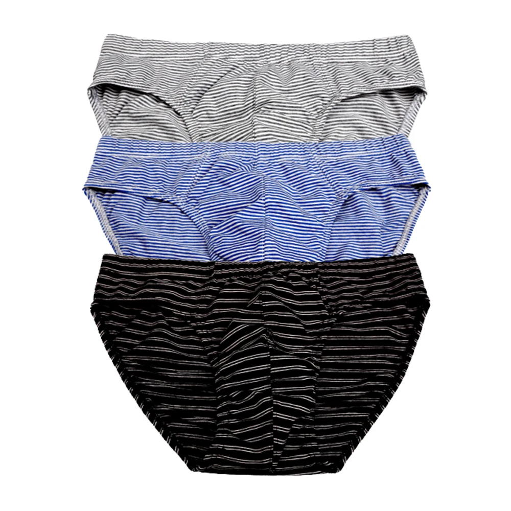 3pack slip da uomo in cotone intimo da uomo traspirante a righe S-XXL mutandine da uomo in cotone