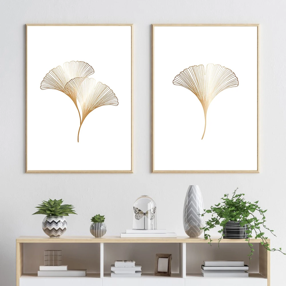 

Ginkgo Leaves Gold Plant Art Canvas Painting Botanical Posters And Prints Modular Wall Pictures For Living Room Home Decoration