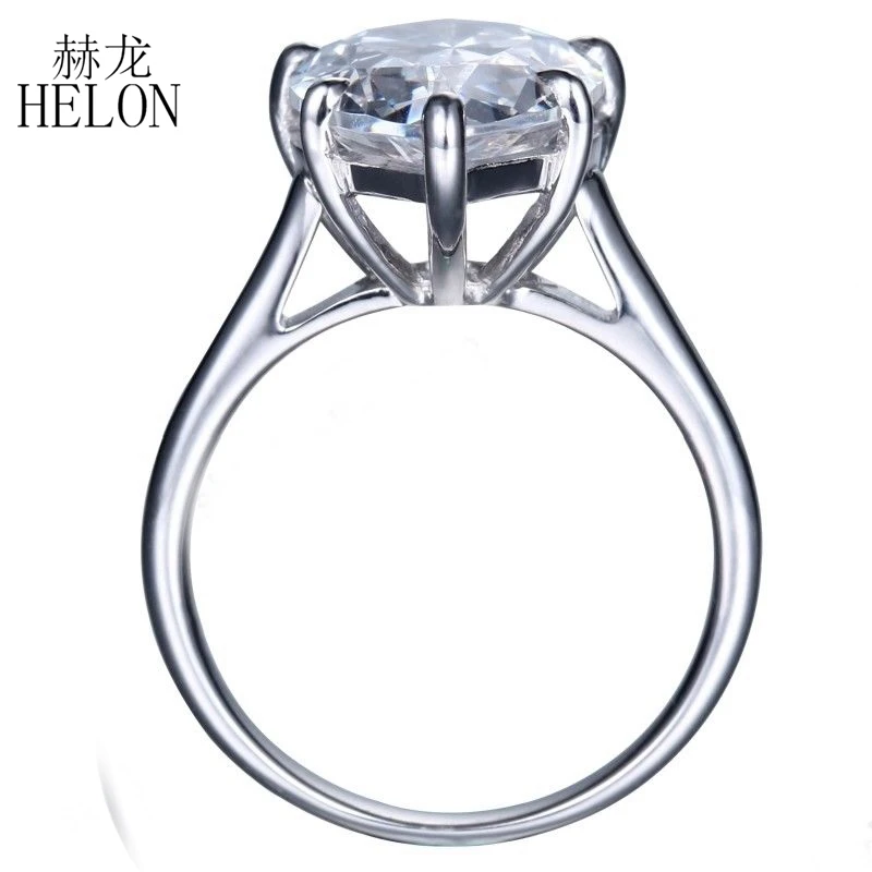 HELON 925 Sterling Silver Flawless Pear 15x10mm AAA Graded Cubic Zirconia Engagement Wedding Ring Women Wedding Party Jewelry