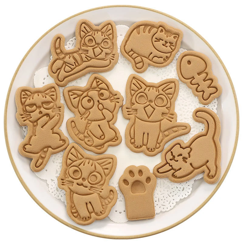 3d Biscuit Mould Cartoon Cat Claw Cat Shape Plastic Cookie Mold Diy Household Baking Cookie Press Baking Utensils Cookie Mold