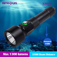 Professional Diving Flashlight NITESUN ND22 Luminous  LED MAX 1300 Lumens 350M Beam Distance 150M underwater Diving lamp light