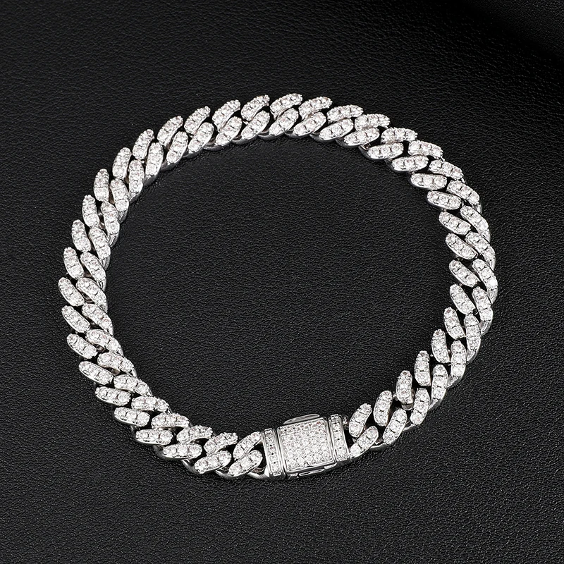  D&Z 8mm Miami Cuban Link Bracelet Bling AAAA Zircon Charm Men's Hip Hop Chain Women Jewelry