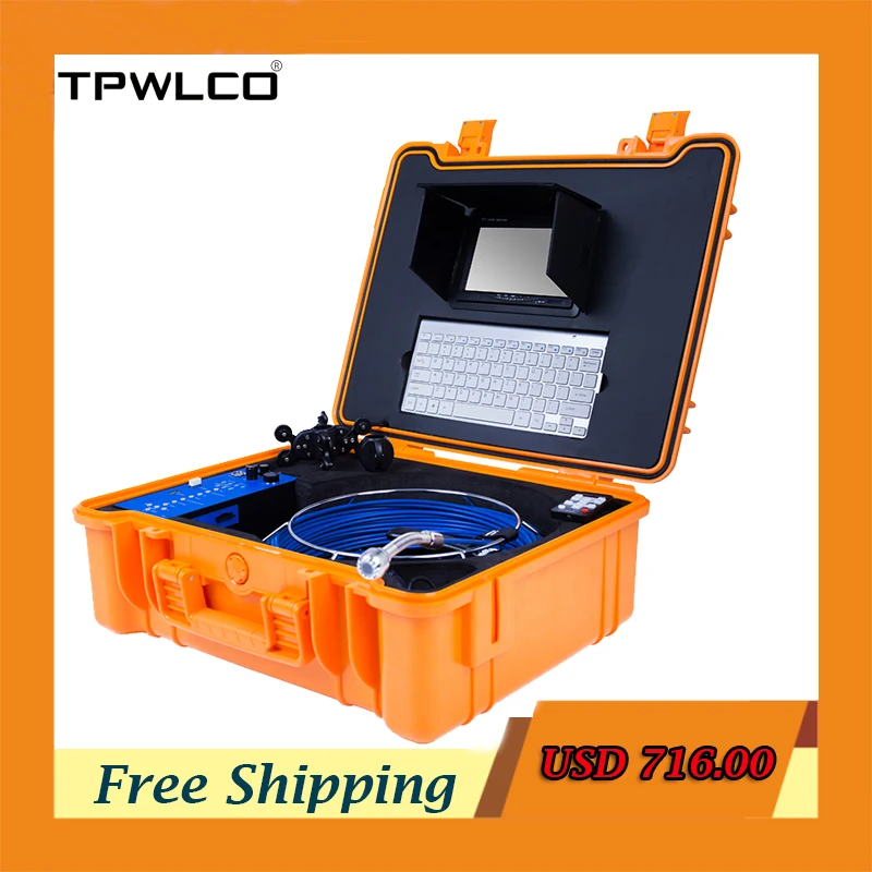 

20m 7inch Display Pipe Inspection Video System Keyboard and DVR Waterproof 25mm Industrial Endoscope Camera With 12pcs LEDS