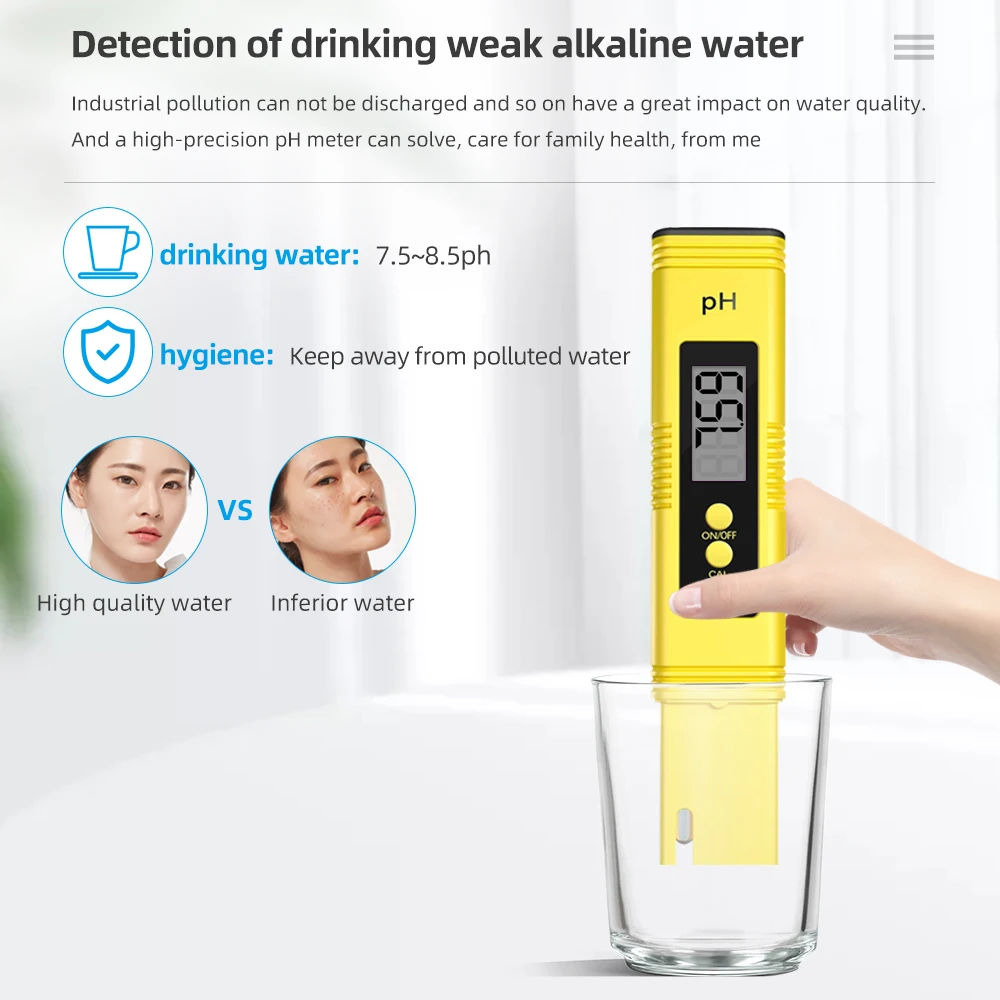 Portable Water Quality Tester LCD Digital PH Meter High Accuracy 0.1 ATC PH Test Pen Water Detector For Aquarium Pool Hydroponic