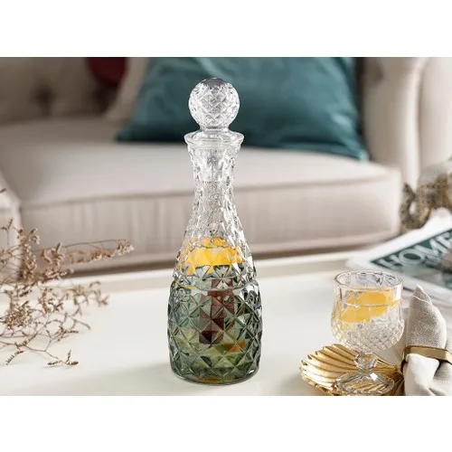 Glass Decanter 1000 Ml. Green Transparent Pitcher Dishes Water Bottles Dinner set for Soft Drink Beverage Milk Lemonade Fruit Juice Orange