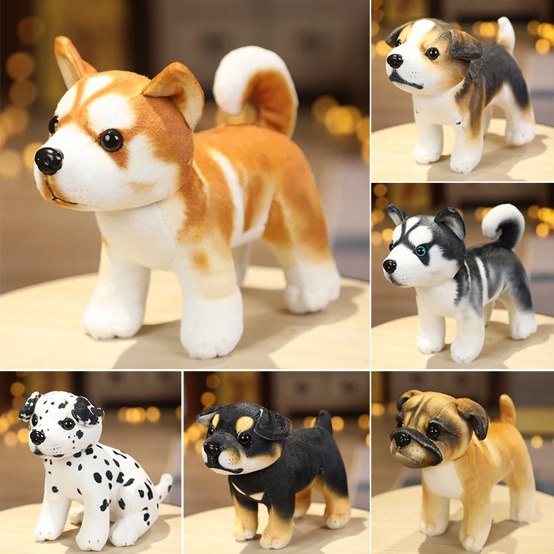 1PC 18CM Real Life Dog Doll Simulation Plush Stuffed Animal Toys Kawaii Kids Girl Birthday Gift Room Sofa Decor