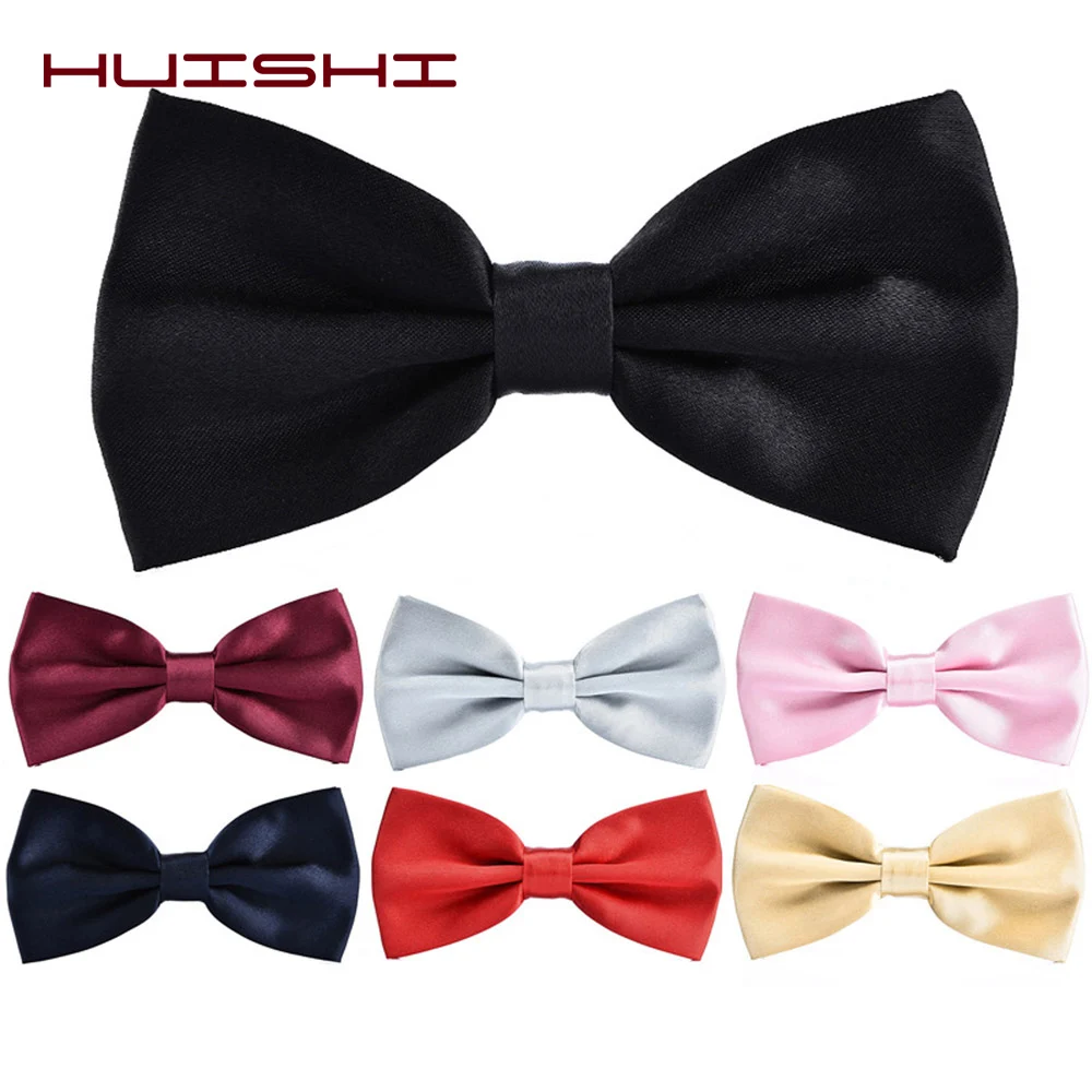 HUISHI Bow Tie Men Solid Bowties Black Bowtie Gold Bow Tie Red Green Pink Blue White Classic Bow Ties Men Shirt Accessories Gift