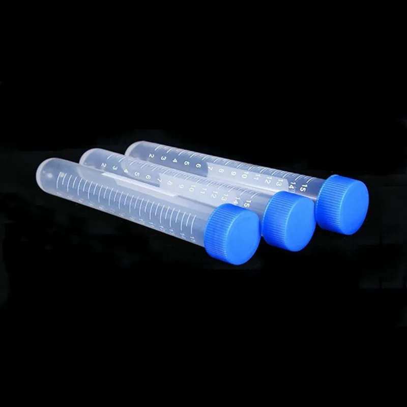 

100Pcs/Lot 15ml Clear Plastic centrifuge tube PP Microcentrifuge Round-bottomed with screw cap Plastic Test Sample Vials