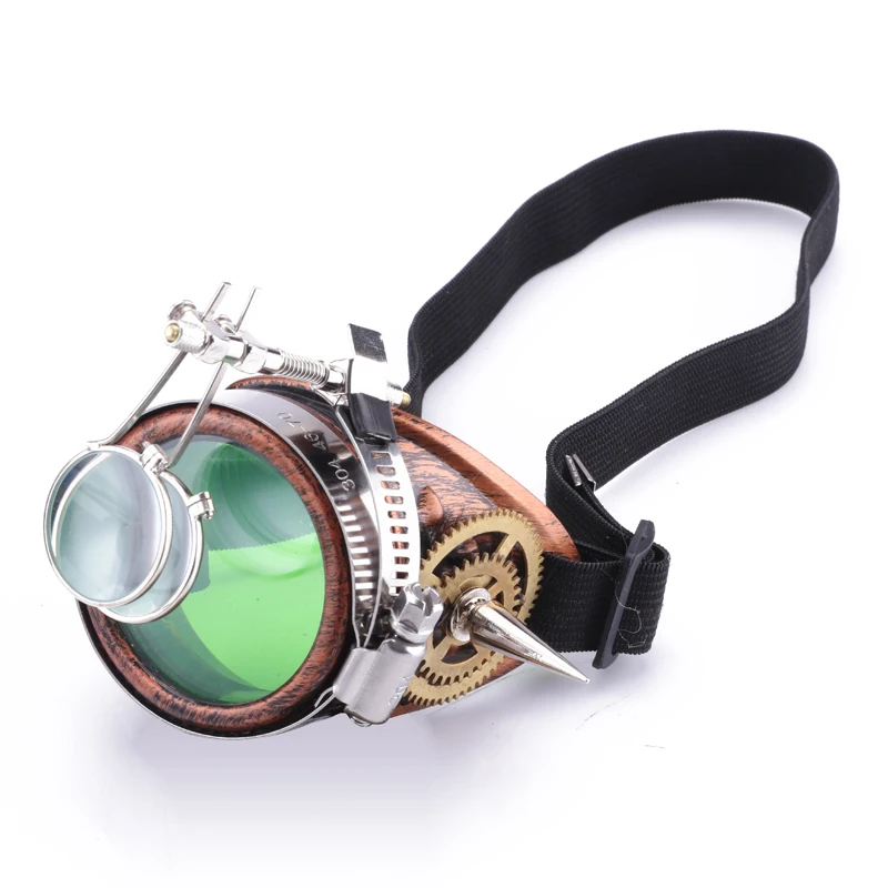 Steampunk Goggles Halloween Party One-eyed Goggle Welding Spikes Gears Gothic Glasses Vintage Removable magnifying glass Cosplay