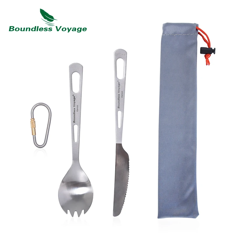 Boundless Voyage Campingbesteck-Set, Titan, Löffel, Gabel, Messer, Spork, Essstäbchen, Stroh, Outdoor-Geschirr, Reisen, tägliches Besteck