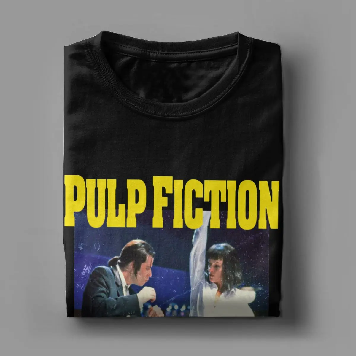 Funny Pulp Fiction Dance T-Shirt Men Crew Neck Pure Cotton T Shirts Short Sleeve Tee Shirt Classic Clothes