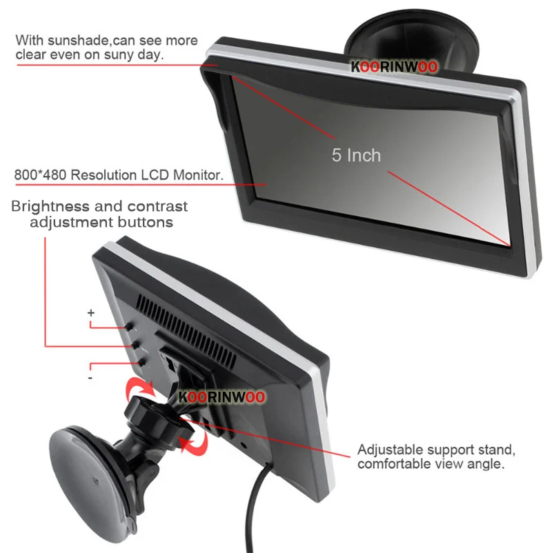 Koorinwoo Vehicle HD Digital Parking Sensors 8 With LCD Screen + Rear view Camara Front System For Cars Parktronic Car Sensors