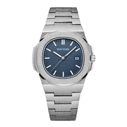 PINTIME Herren Mode Luxus Uhr Designer Matt Edelstahl Quarz Bewegung Uhren Männlichen Sport Armbanduhr