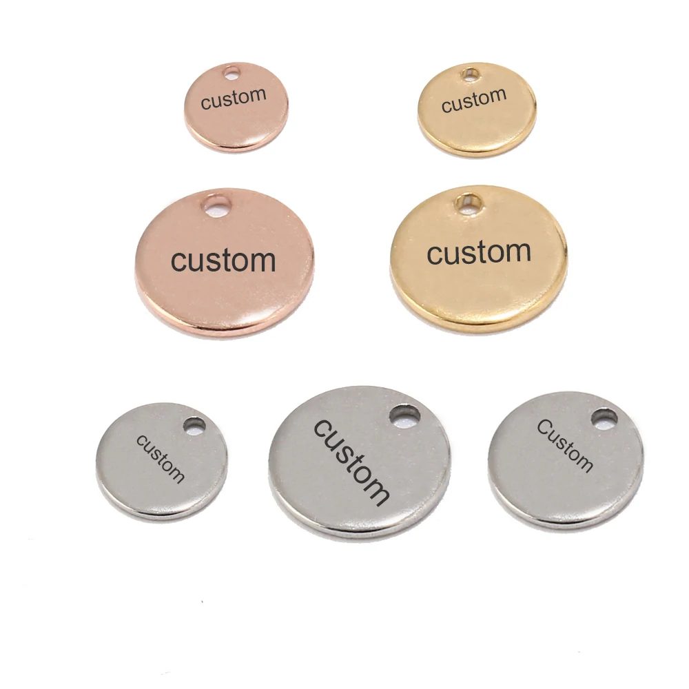 80pcs/lot Stainless Steel 8mm/10mm Stamping Blank Circle Charms Findings