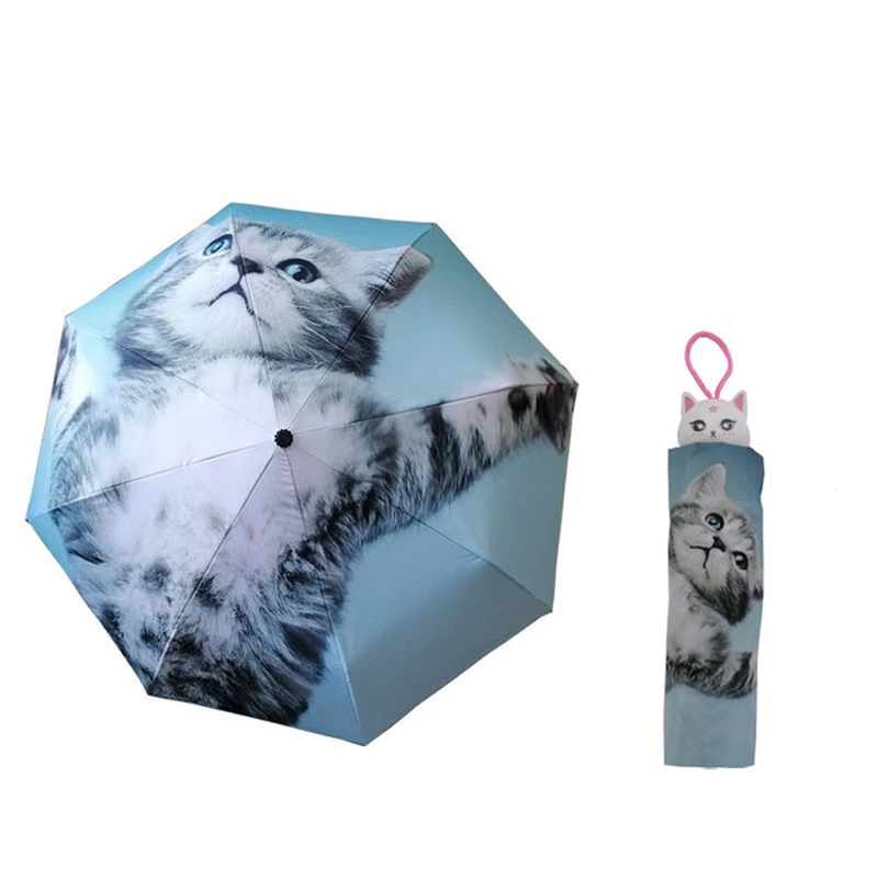 Cute Cat Dog Head Printing Umbrella Women Anti-uv Parosal Waterproof Men Umbrellas Creative Cool Cat paraguas Gift Dropship