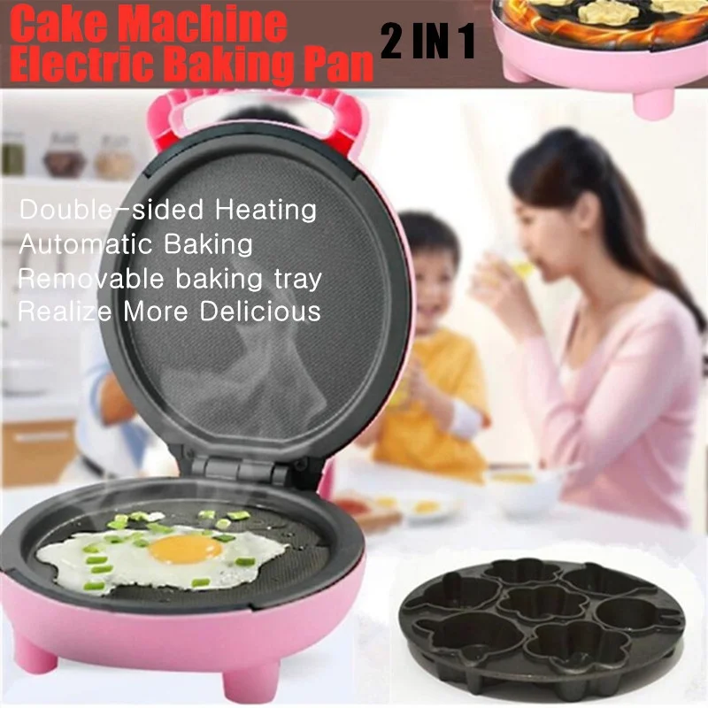 220V 1000W Multifunctional Electric Eggs Waffle Maker Doughnut Cake Machine  Baking Pan Grill Oven with Changeable Plates