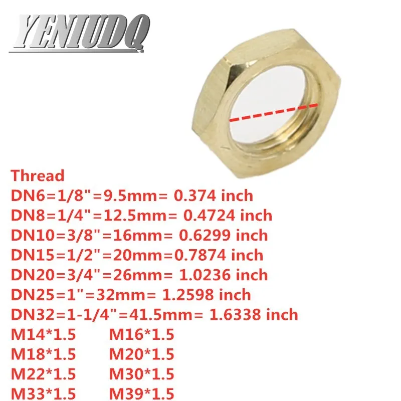 Brass Hex Lock Nuts Pipe Fitting M10 M12 1/8\