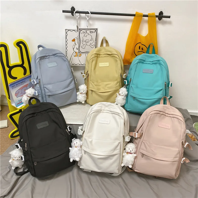 Mochila de nailon resistente al agua para mujer, morral con múltiples bolsillos para estudiante, bolso de viaje para mujer, bolso escolar para