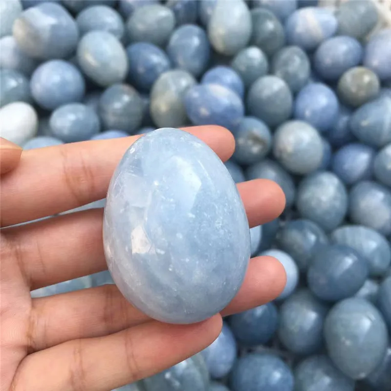 Natural Polishing Healing Crystals Quartz Blue Celestite Eggs For Home Decoration