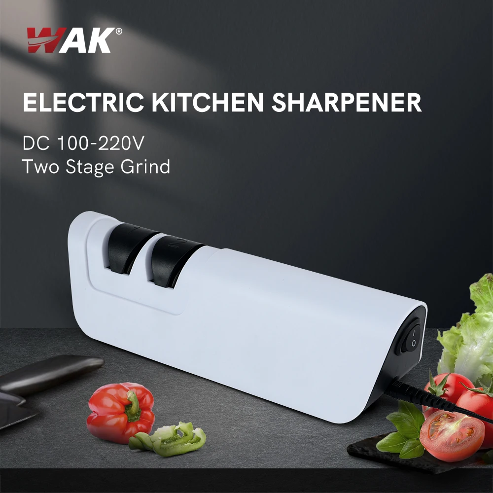 WAK Professional Electric Kitchen Knife Sharpener Automatic Diamond Knife Grinding Tool DC 100-240V Kitchen Sharpener for Knives