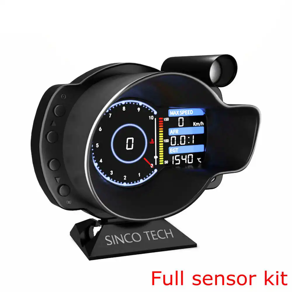 

Full Sensor Kit Racing OBD2 Head Up Display Digital Dashboard Boost Gauge Speed RPM Water Oil Temp Voltage EGT AFR Meter Alarm