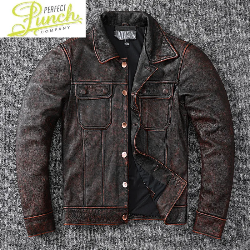 

2021 Spring Genuine Leather Jacket Men Vintage Cowhide Coat Plus Size Leather Jackets Man 6xl Chaqueta De Los Hombres