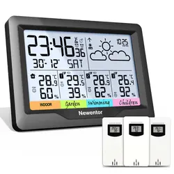 Stazione meteorologica Newentor Q5 con 3 sensori sveglia igrometro per temperatura di umidità del sensore di previsioni Wireless per interni