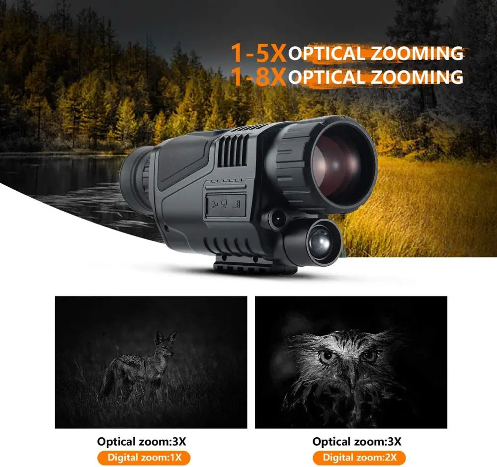 5X40 12MP Digital Monocular Infrared Hunting Night Vision Google  200M range Wildlife Night Vision  Camera