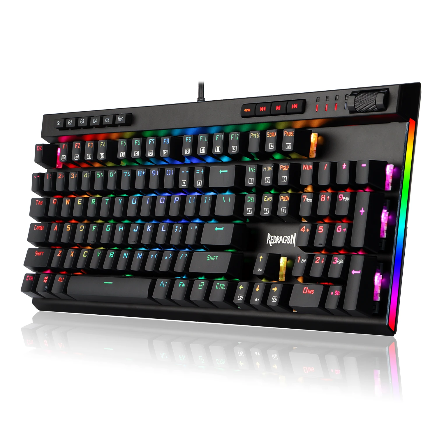 Redragon-Teclado mecánico para juegos K580 VATA RGB, retroiluminado con LED, teclas Macro, controles multimedia para juegos, portátil y PC