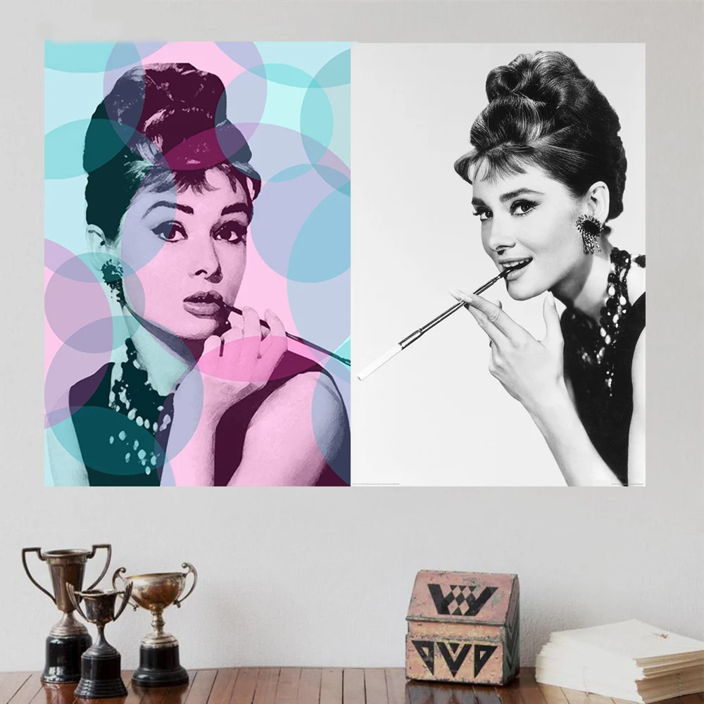Retro Audrey Hepburn Portrait Motivation Canvas Prints Modern Painting Posters Wall Art Pictures For Living Room Home Decoration