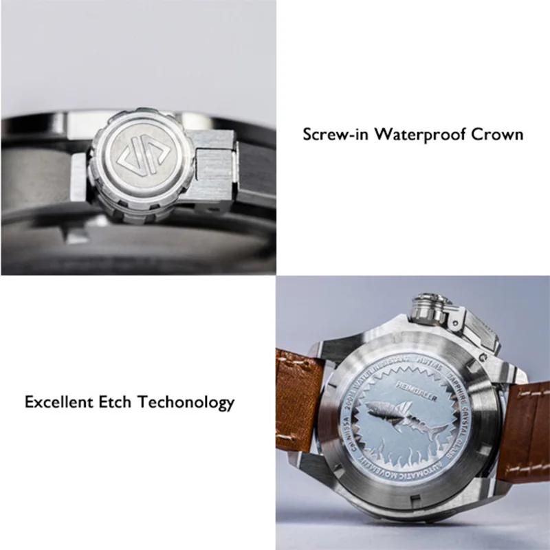 Heimdallr Mens Diving Watches Men Automatic Watch Mechanical Wristwatch 200M Waterproof Luminous Sapphire Helium Release Valve