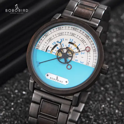 Men's Waterproof Wooden and Steel Automatic Watch BOBO BIRD