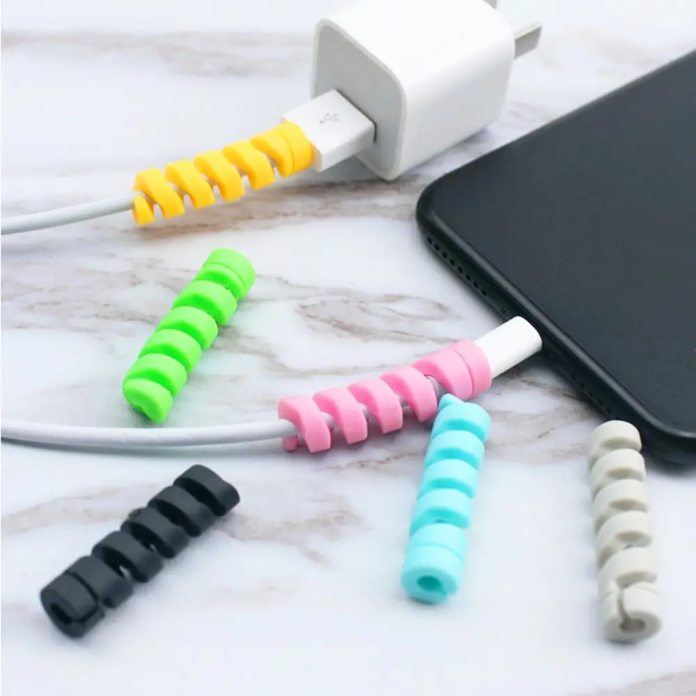 10pcs Spiral Cable Protector Desk Set Earphone Cable Organizer Wire Data Line Holder Winder Wrap Cord Desk Accessories