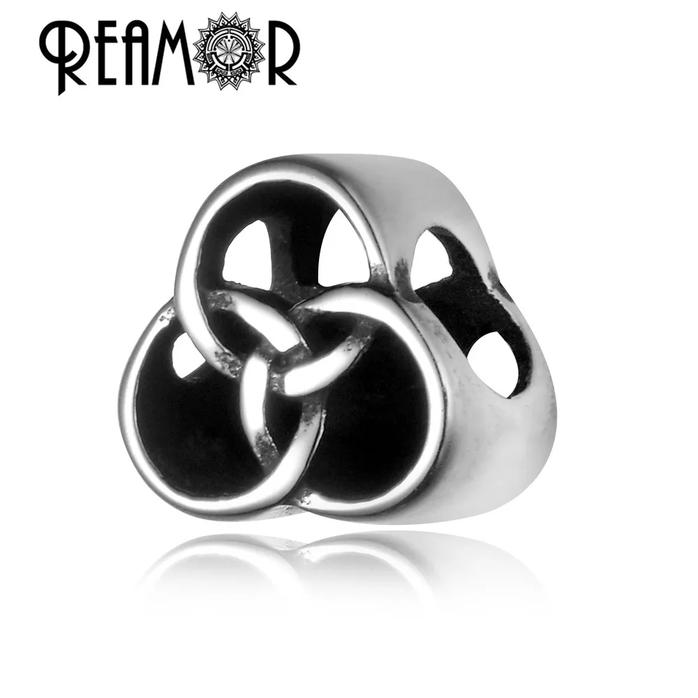 REAMOR SION-Breloques triquetra en acier inoxydable, Triple Helix & ingsSeries, perles européennes, bijoux à bricoler soi-même, exécutif