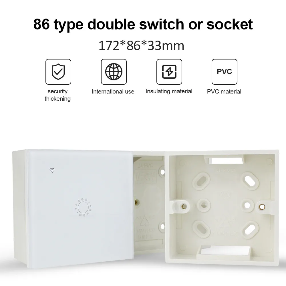 External Mounting Switch Box 86mm*86mm*33mm for 86 Type Double Switches or Sockets Apply For Any Position of Wall Surface