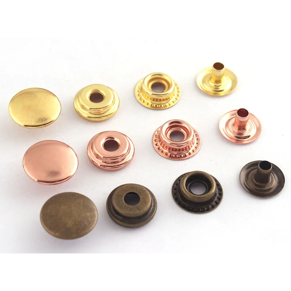 10set Snap Buttons Poppers Snap Fasteners Bronze/Rose Gold/Gold Snap Fasteners Metal Rivet Buttons Press Sewing Leather Craft