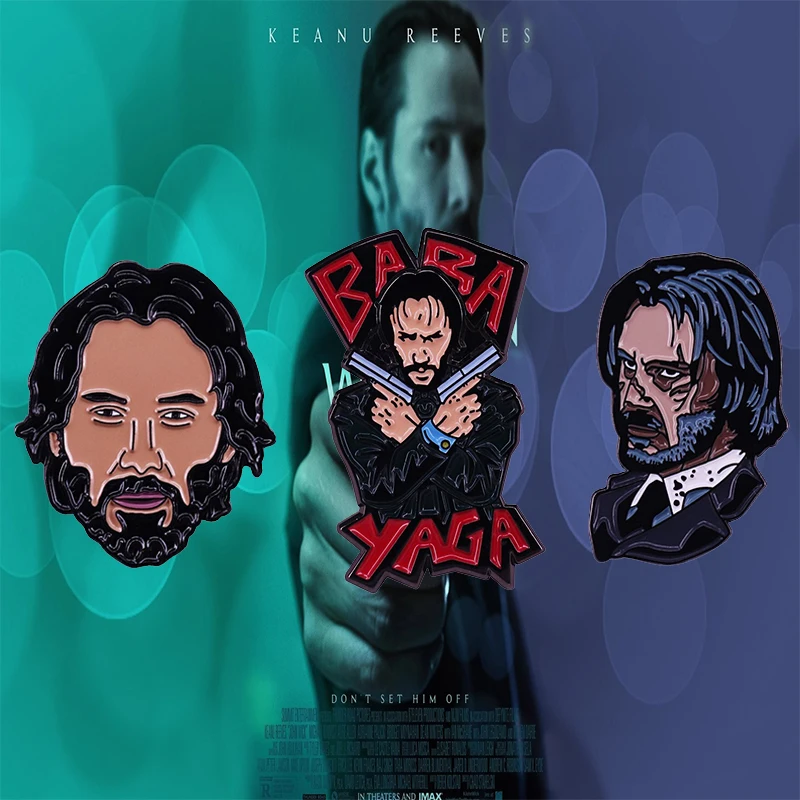 Baba Yaga Pistol John Wick Bill and Ted Brooch Keanu Reeves Enamel lapel pin