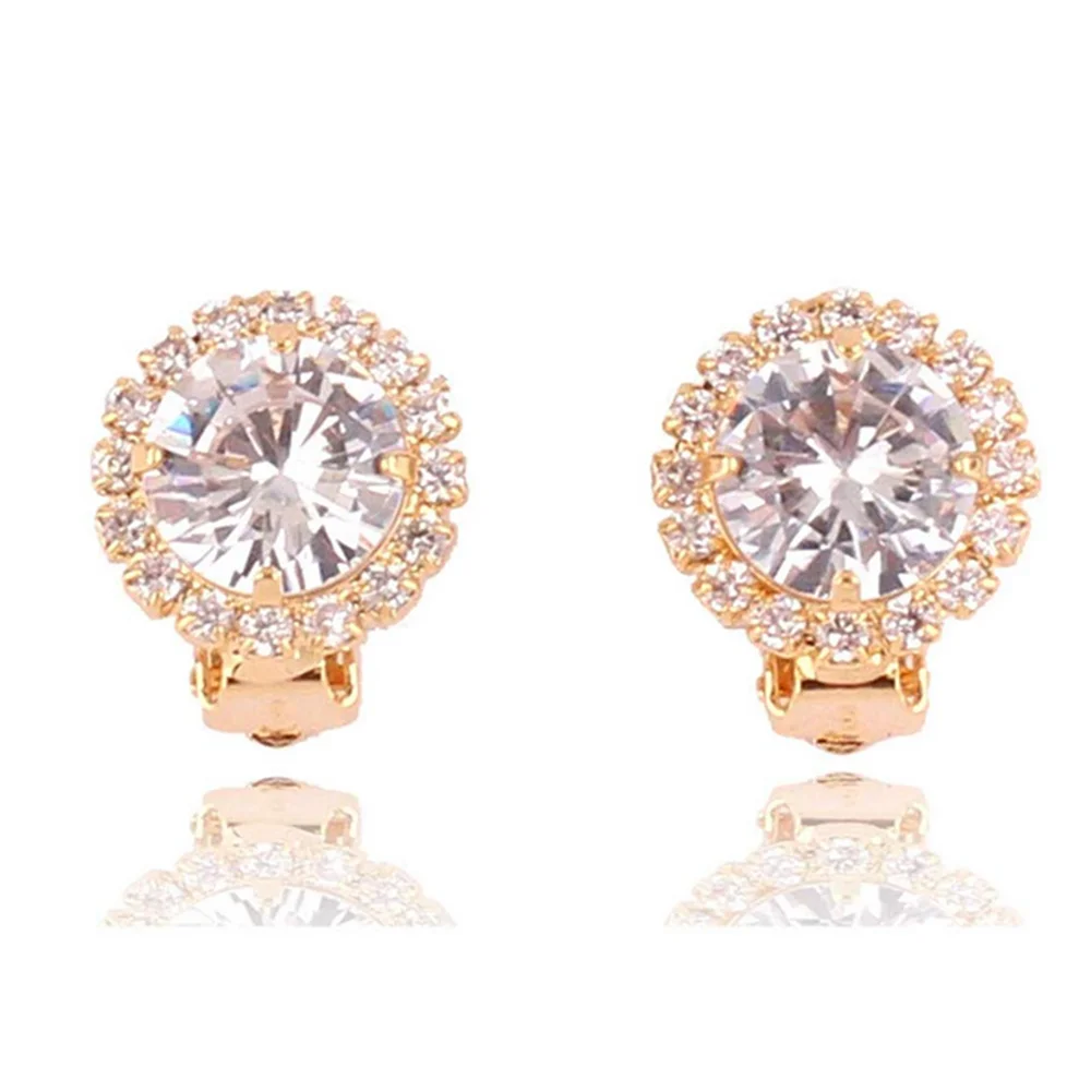 GRACE JUN 12 Colors AAA Cubic Zircon Tear Drop Geometric Clip on Earrings No Pierced for Women Party Wedding Charm Ear Clip New