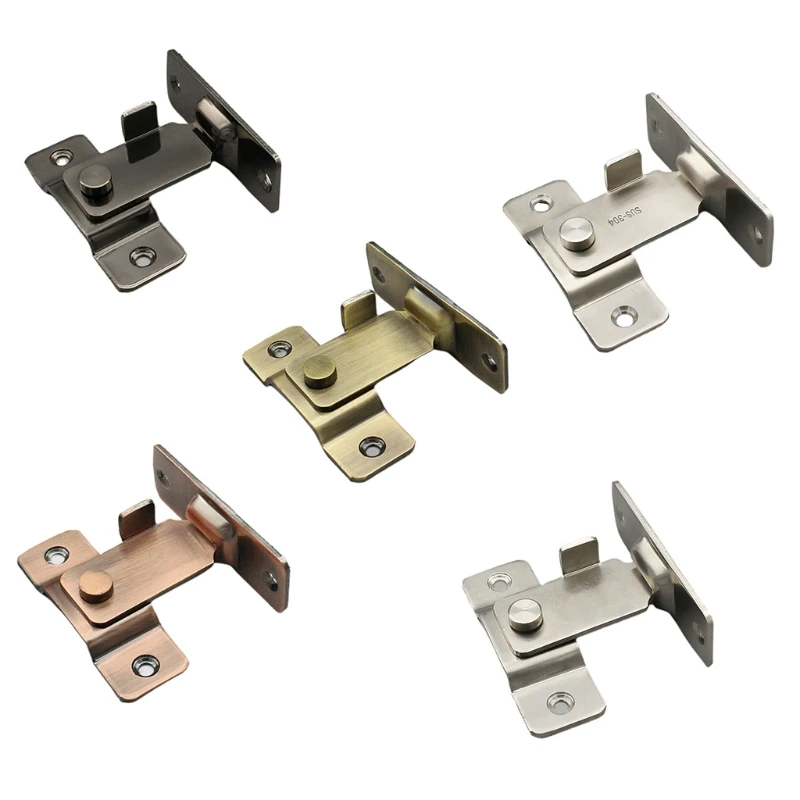 

90 Degree Right Angle Door Latch Thickened Stainless Steel Door Bolt Hasp Bending Lock for Closet Cupboard Sliding Doors