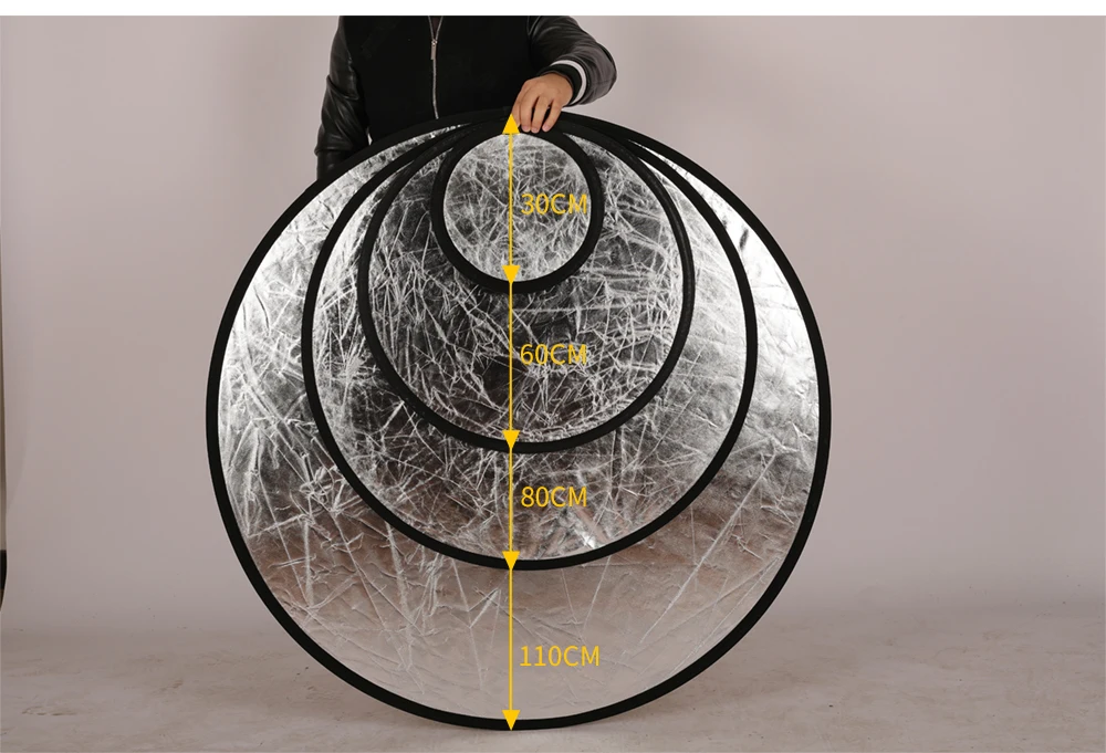 SH 30cm Tragbare Disc für Fotografie Licht Reflektor Runde 5 in 1 Haltegriff Multi-Disc Diffuers Faltbare Gold und Silber