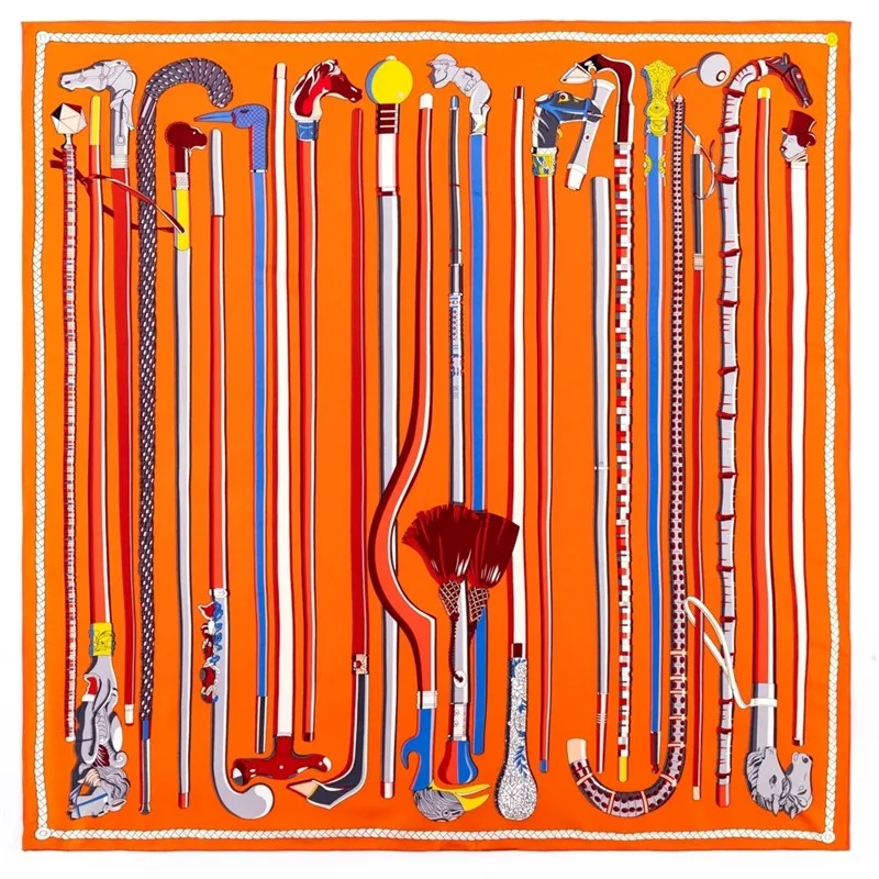 POBING Manueller handgerollter Twill-Seidenschal für Damen, Streitendruck, quadratische Schals, Echarpes, Foulards, Femme, Wickeltuch, Bandana, kleiner Hijab, 90 cm – Detail 2