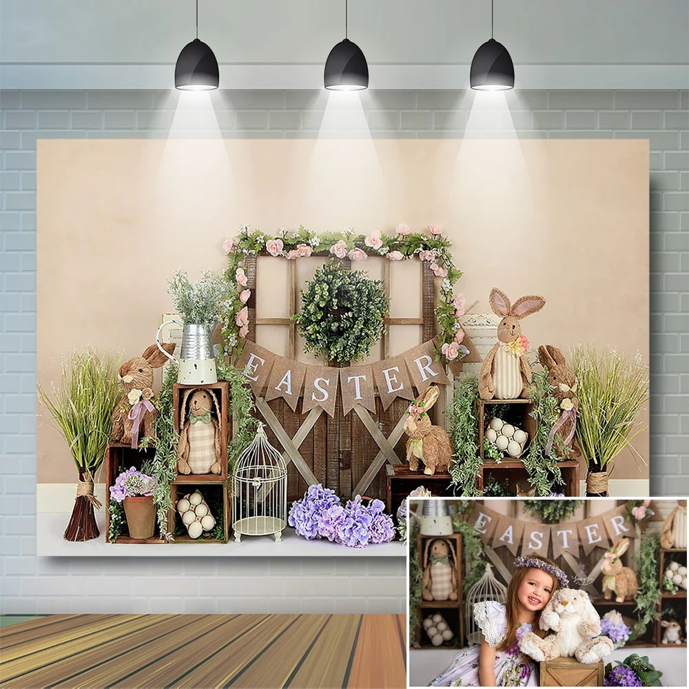 부활절 어린이 생일 배경 봄 사진 스튜디오 토끼 장식 문 장식 초상화 배경 당근 꽃 비닐 소품