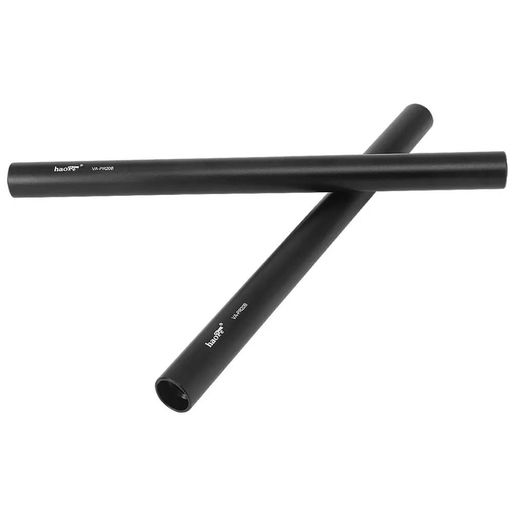 Haoge VA-PR20B 20cm (7.9 pollici) asta in lega di alluminio lunga 15mm aste con filettatura M12 per sistema di supporto per binario telecamera nero