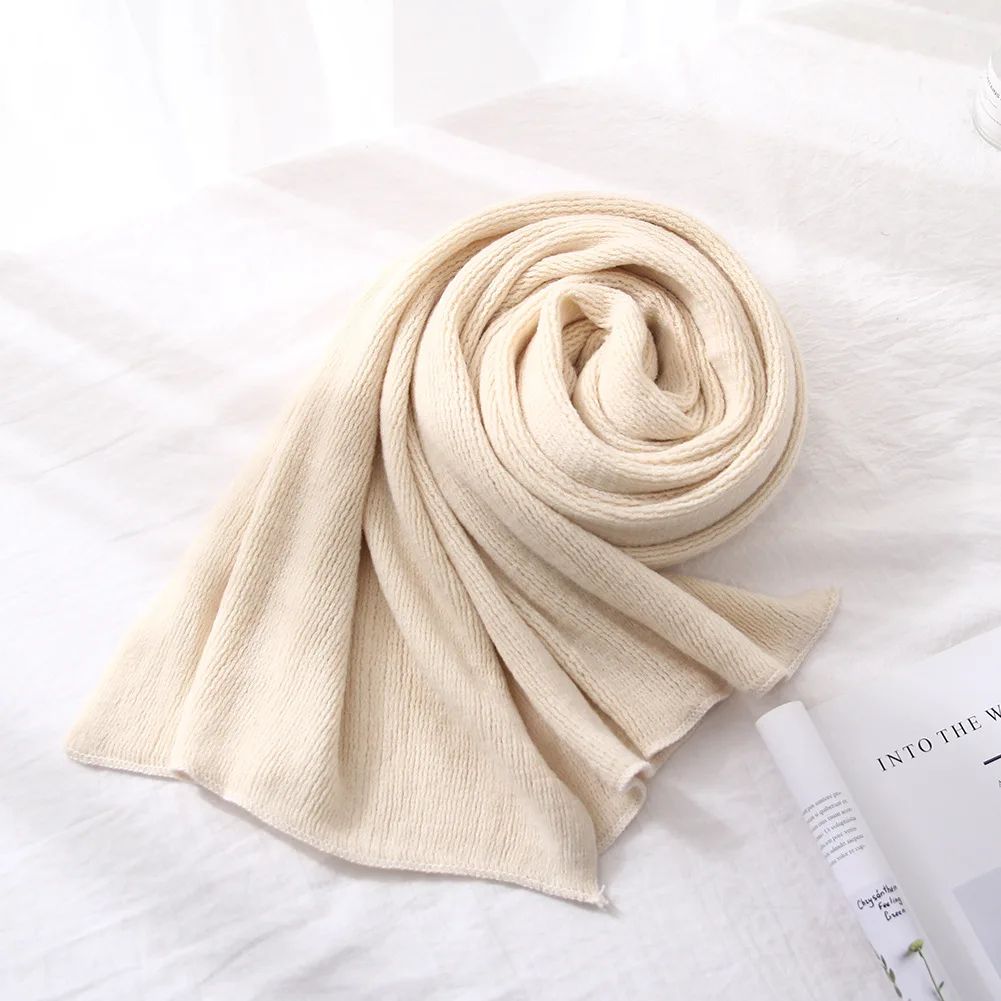 200*50cm Women Men Solid Cashmere Scarves Fashion Winter Thicken Warm Soft Shawls Wrap Pure Color Couple Knitted Wool Long Scarf