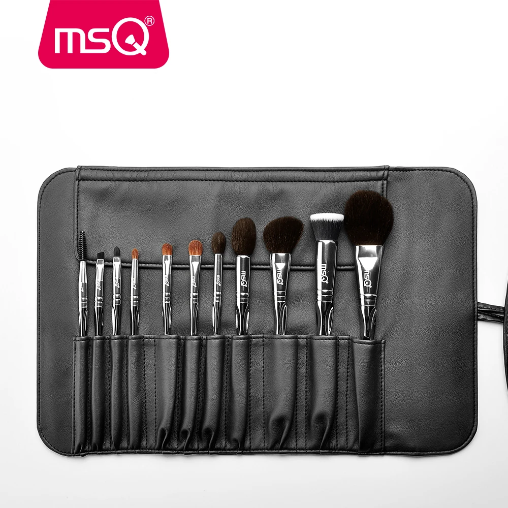 MSQ New Professional 11pcs Powder Makeup Brushes Set Classic Eyeshadow Lip Foundation Make Up Brush Goat/Horse Hair PVC Handle