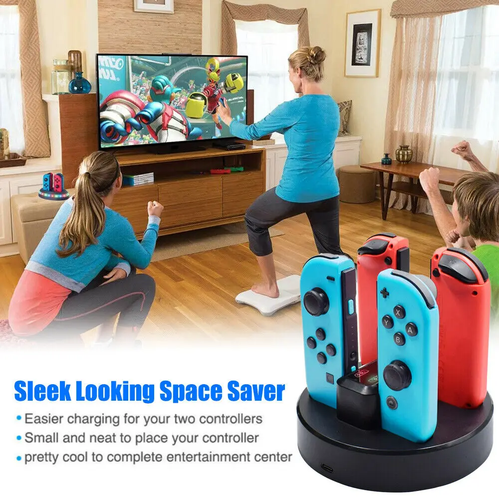 جهاز شحن محطة ل نينتندو سويتش Joycon 2 منافذ USB مؤشرات ضوئية ل نينتندو سويتش أذرع التحكم في ألعاب الفيديو شاحن حامل