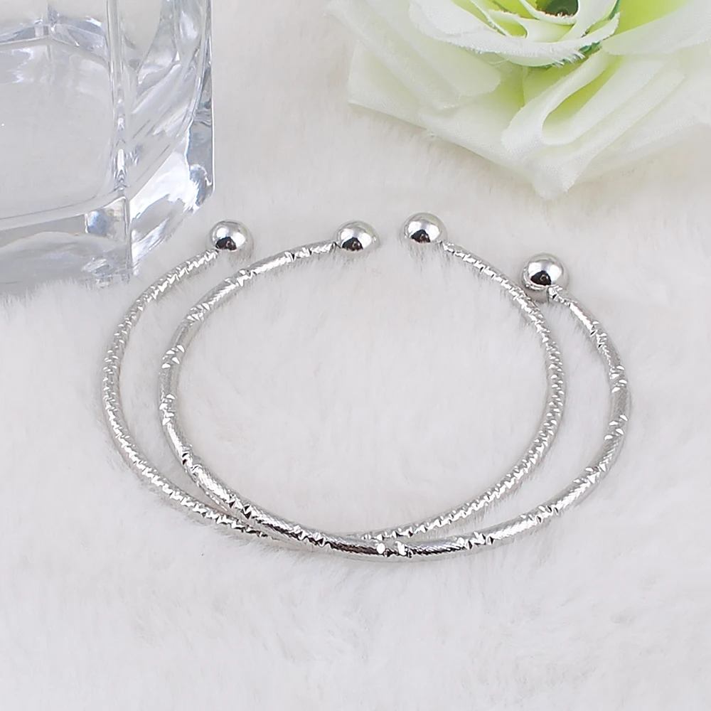 2PCS Lmitation Popular Hoop Charm Handmade Men Jewelry Vintage Women Bangle Bracelet Open Cuff Jewelry Gift